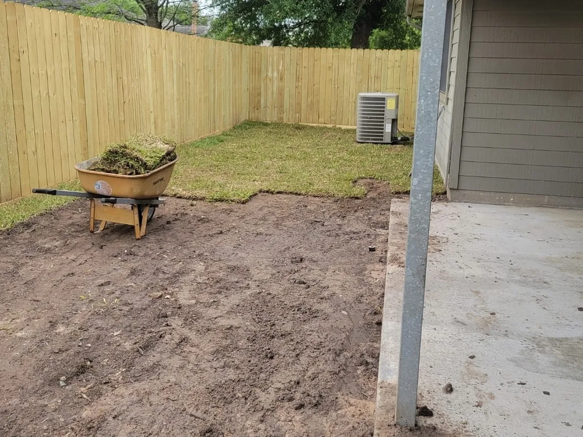 Backyard graded and prepped for new sod